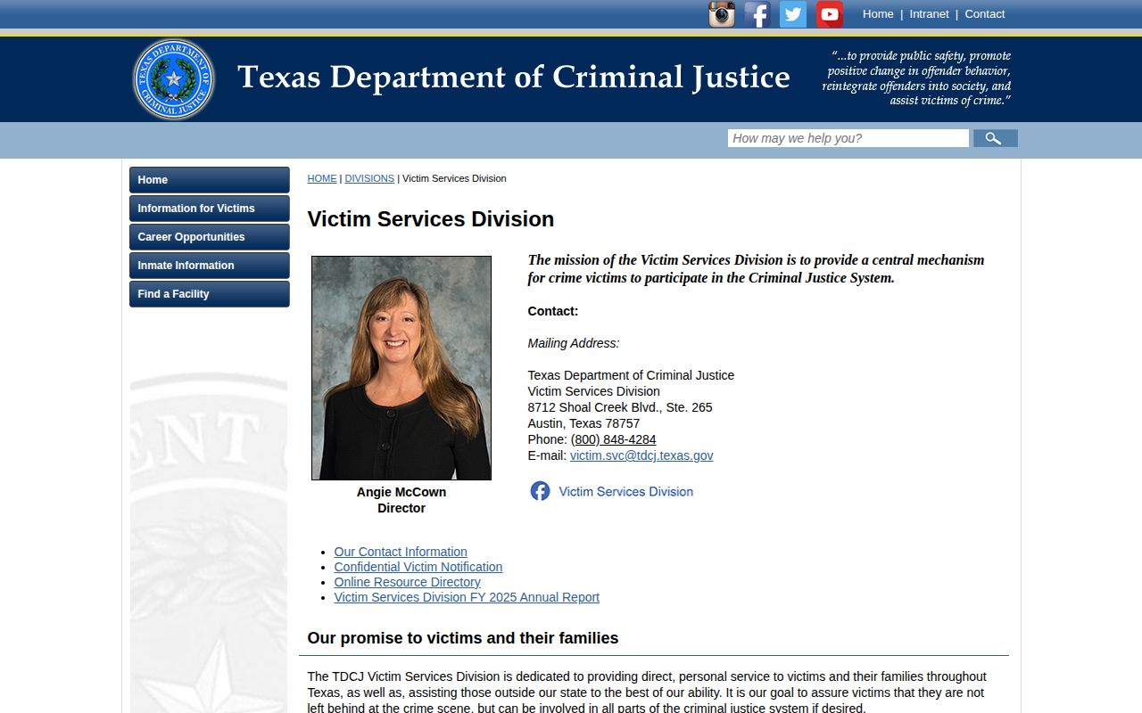 Hill County VINELink check and separate TDCJ release notification service